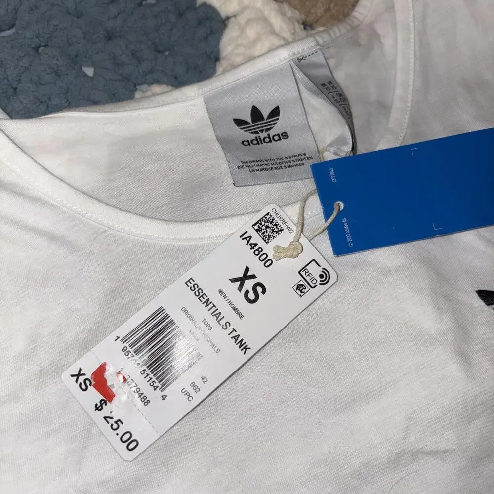Adidas New With Tags Essentials Mens Extra Small White Tank Top XS Sport Tank